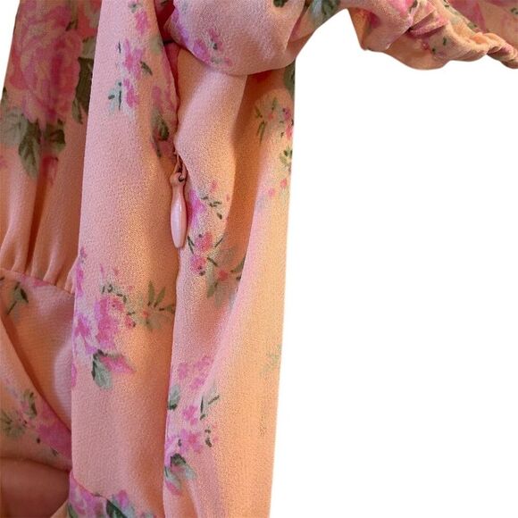LoveShackFancy Pink Floral Ruffled Midi Dress Size 6- flaw - Picture 14 of 16